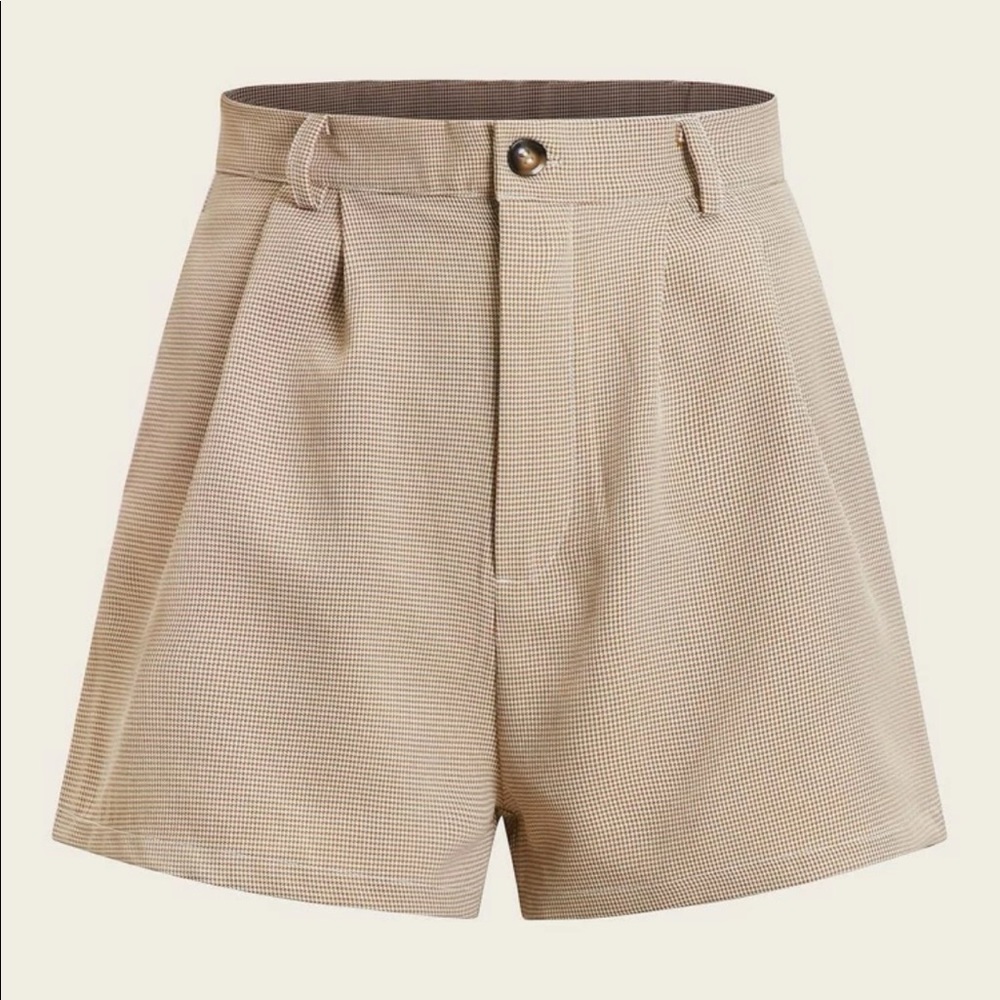 Foldover Pleated Front Houndstooth Shorts NWOT